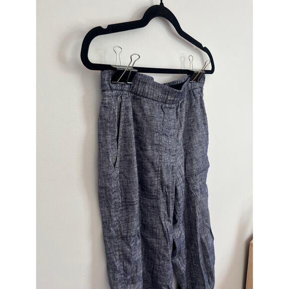 Theory Linen Blend Tapered Pants Women Size 4 Navy Blue Lightweight - Picture 5 of 6